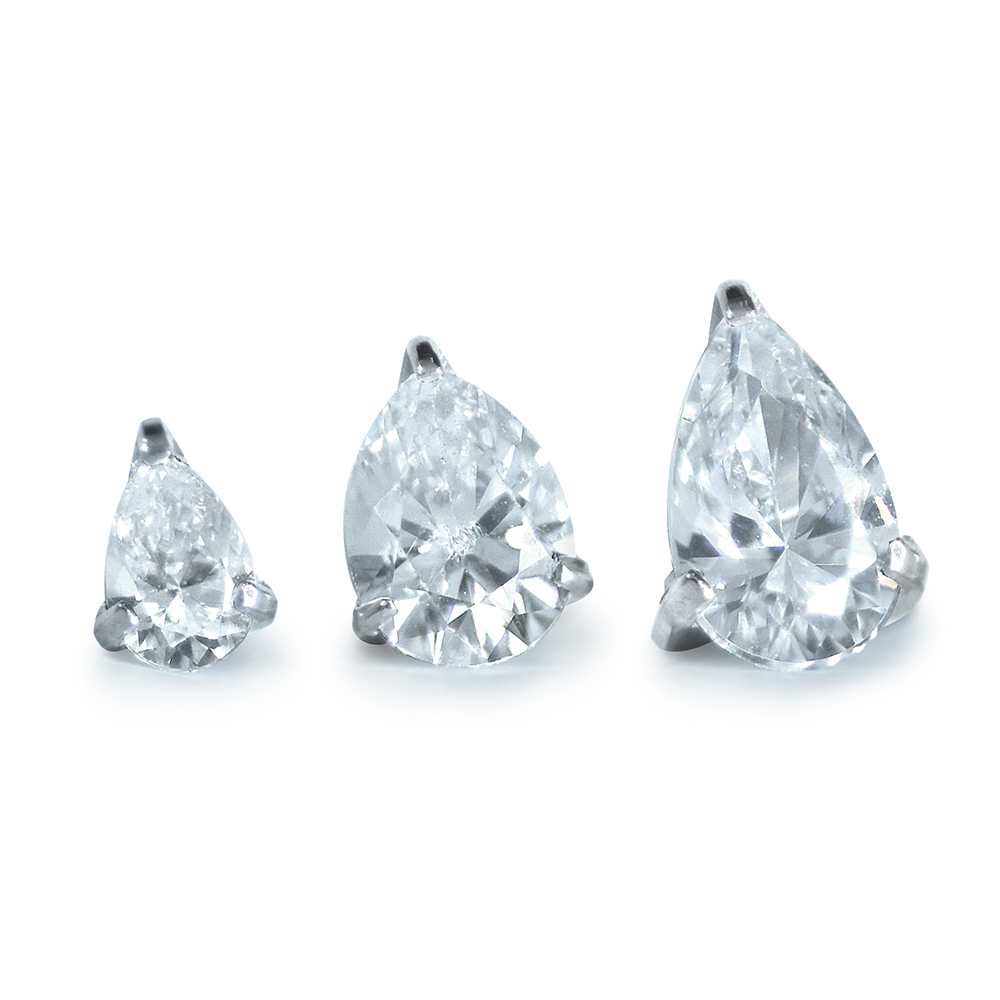 Titanium Pear Cut Prong Set Gem