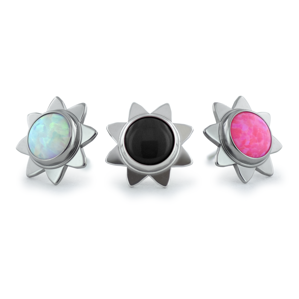 Titanium Sun Cabochon Ends