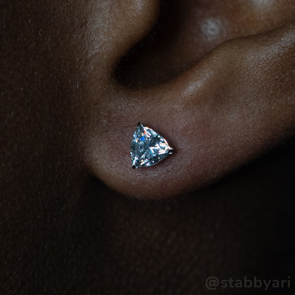 Titanium Trillion Cut Prong Set Gem