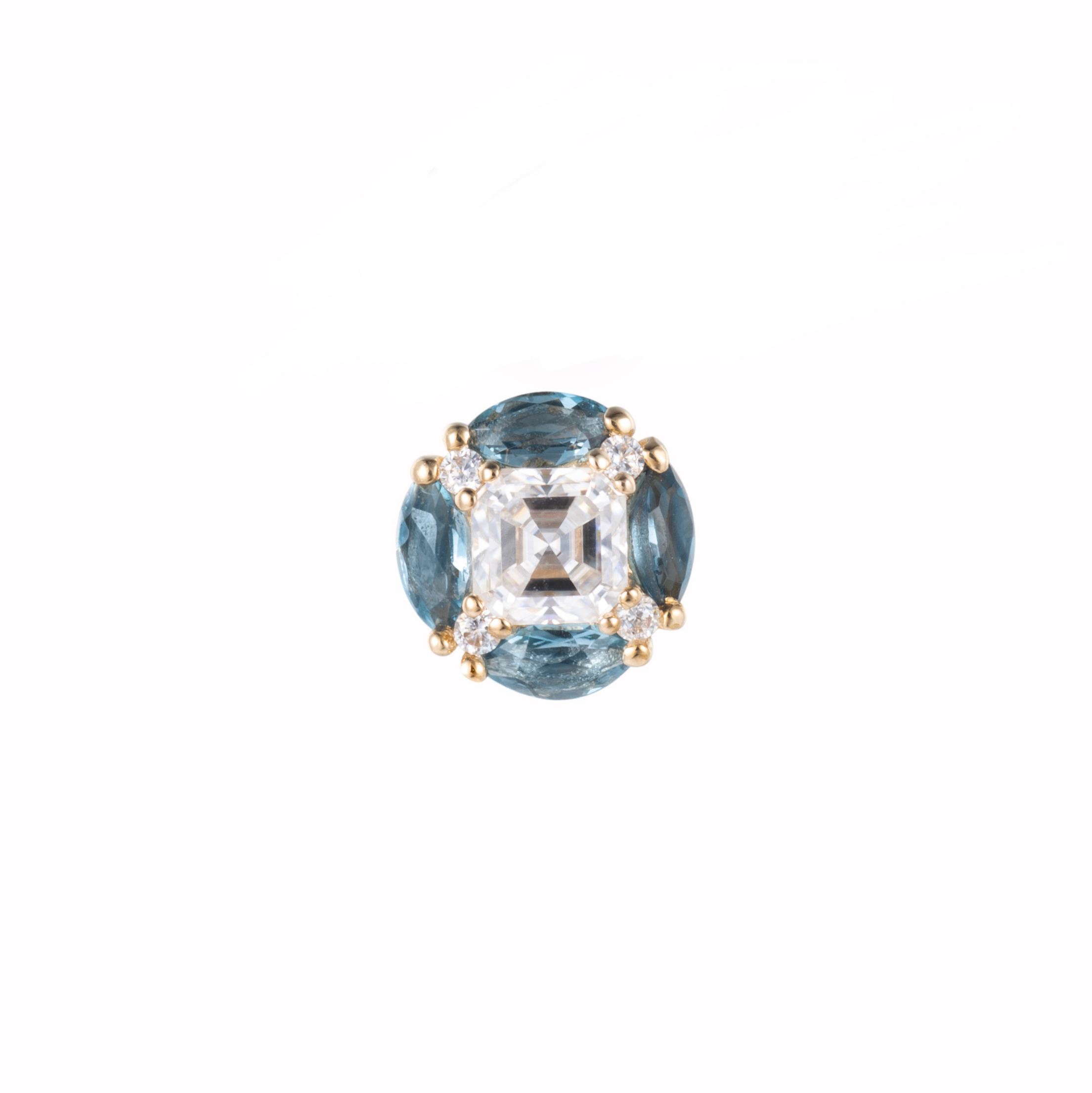 Zaffir London Blue Topaz cluster threadless end in 14k gold for helix or flat wear