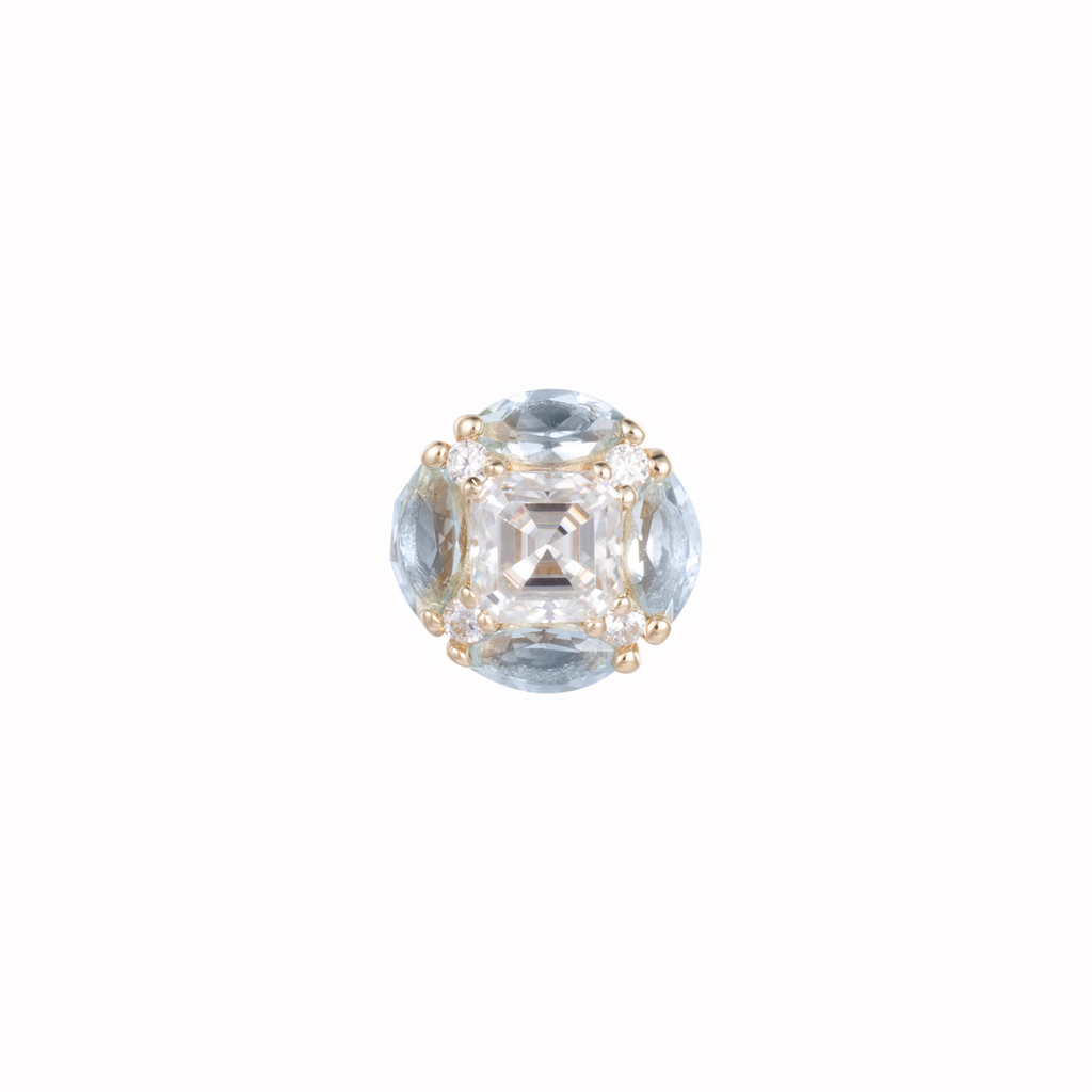 Zaffir aquamarine cluster threadless end in 14k gold for helix or conch styling