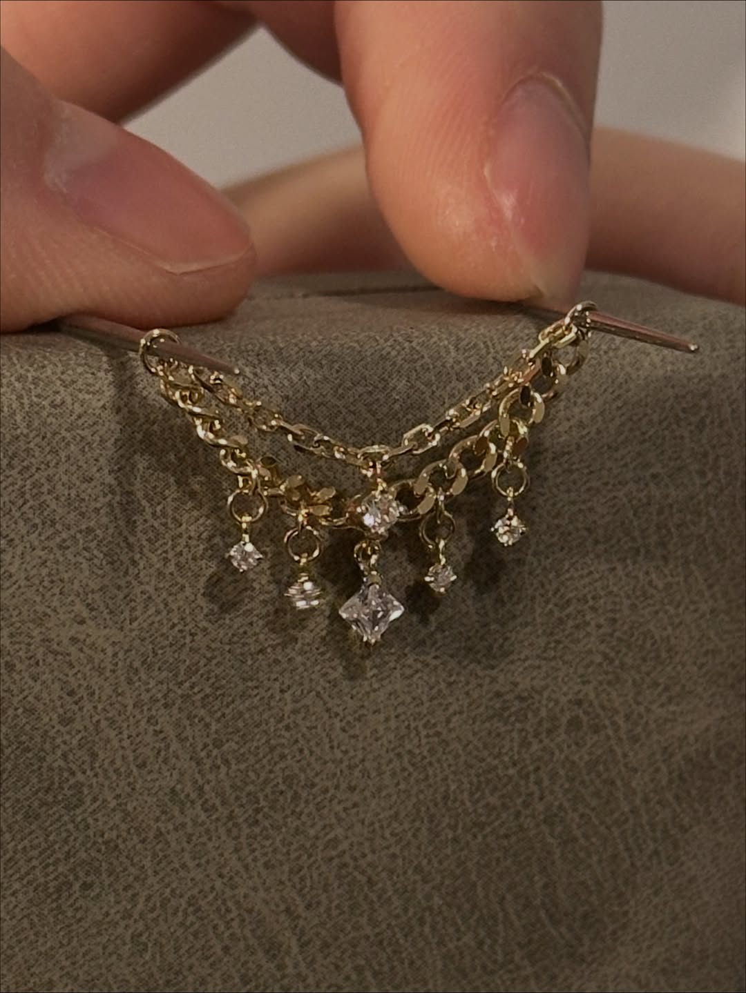 Autumn Chain - 14k gold connector chain with mixed CZ stones