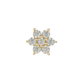 Flora seven-stone CZ cluster threadless end in 14k gold for layered ear styling