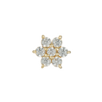 Flora seven-stone CZ cluster threadless end in 14k gold for layered ear styling