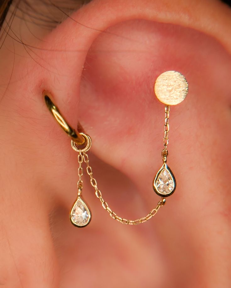 Bezel Teardrop Chain with CZ