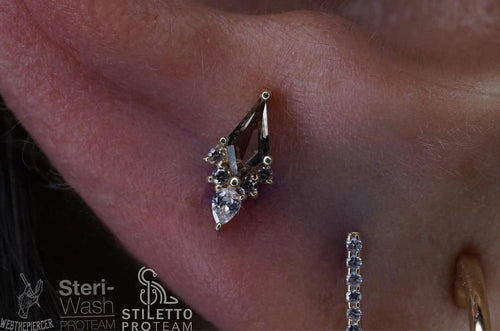 Afterglow - Smoky Quartz + CZ - Flat Back Stud