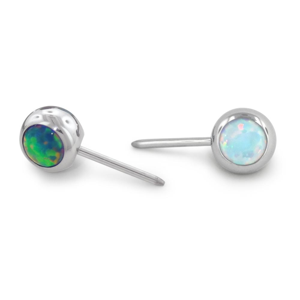 Titanium Curved Barbell Cabochon End